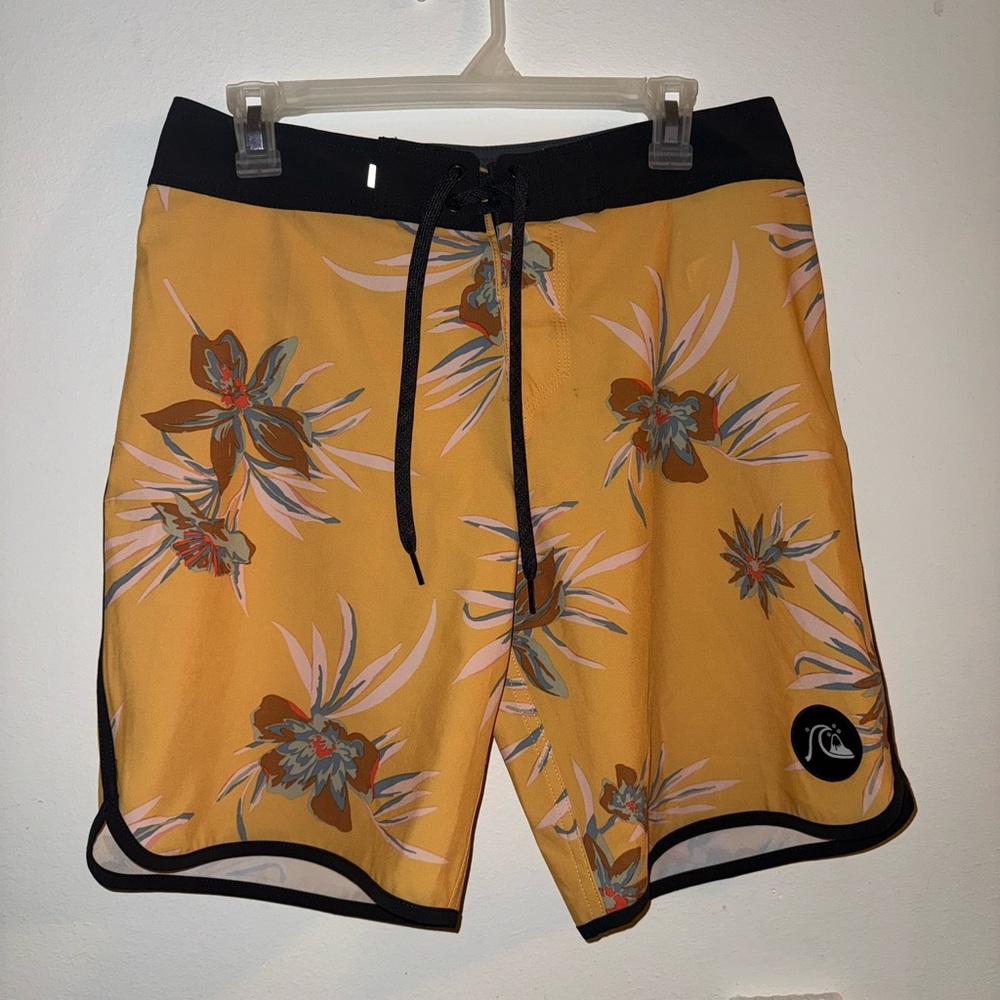 Quiksilver Highline Men's Floral Swim Shorts - Orange and Black Waist 29